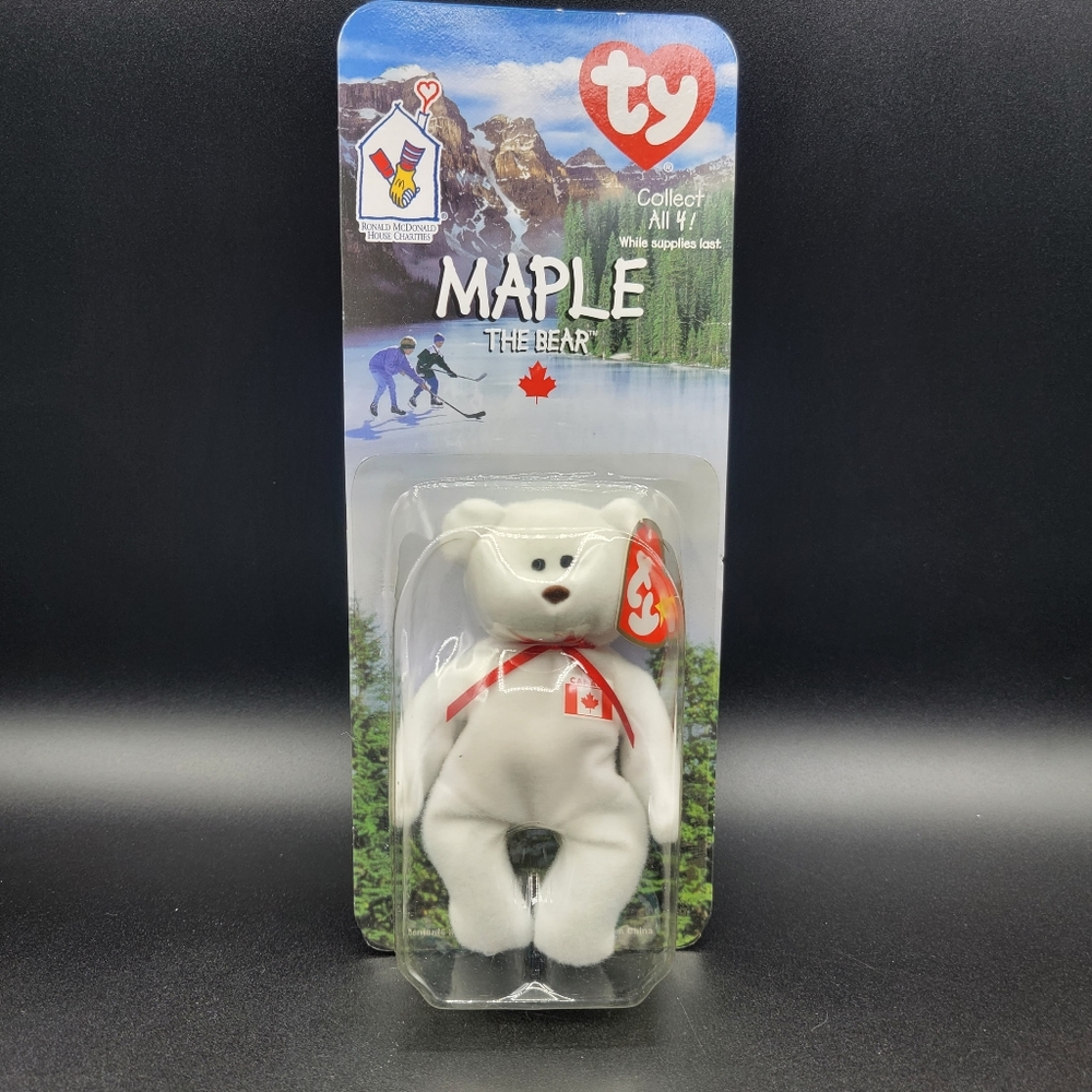 Maple The Bear 1999 McDonald's Ty Beanie Baby White Red Canada Vintage Rare New